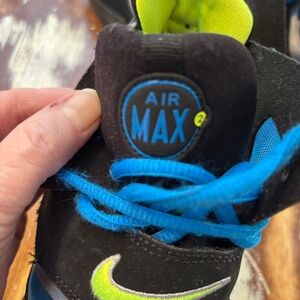 Nike Kids Air Max Sneaker - Black with Blue & Neon Green hi top